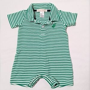 The Beaufort Bonnet Company Baby Polo Romper | Green Stripe | 0–3 Months
